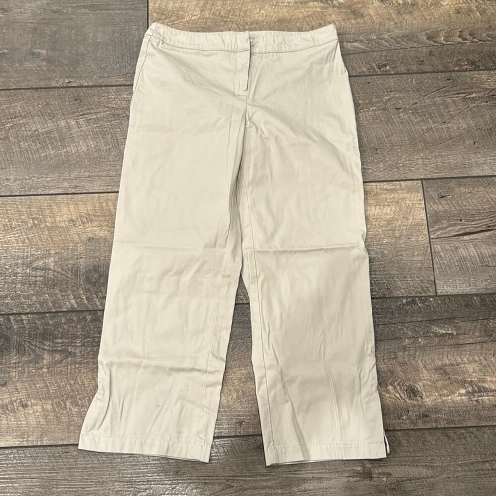 CAbi Lightweight Straight Leg Cropped Khaki Pants Sand Size 4